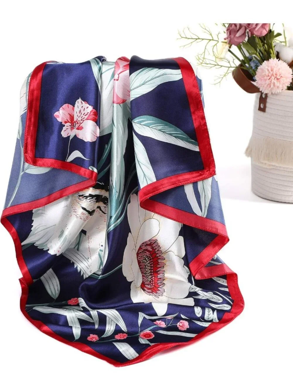 4PCS 35” Satin Large Square Scarves - Silk-Like Neck Wraps & Hair Accessories